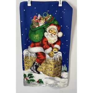 2 Vintage Christmas Holiday Santa Kitchen Towels Party Decor 50s Retro